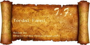 Tordai Fanni névjegykártya