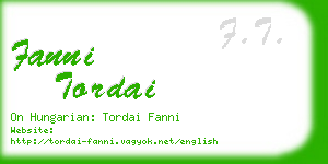 fanni tordai business card